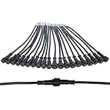 MOKUNGIT 10Pairs 4 Core 4pin Black Pigtail Plastics Waterproof IP65 LED Connector Male Female 40cm/pair Applicable 0.2mm² 15mm Nut for LED Light