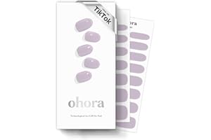 ohora Semi Cured Gel Nail Strips (N Cream Lavender) - Purple, Solid, Works with Any UV/LED Lamps, Salon-Quality, Long Lasting, Easy to Apply & Remove - Includes 2 Prep Pads, Nail File & Wooden Stick