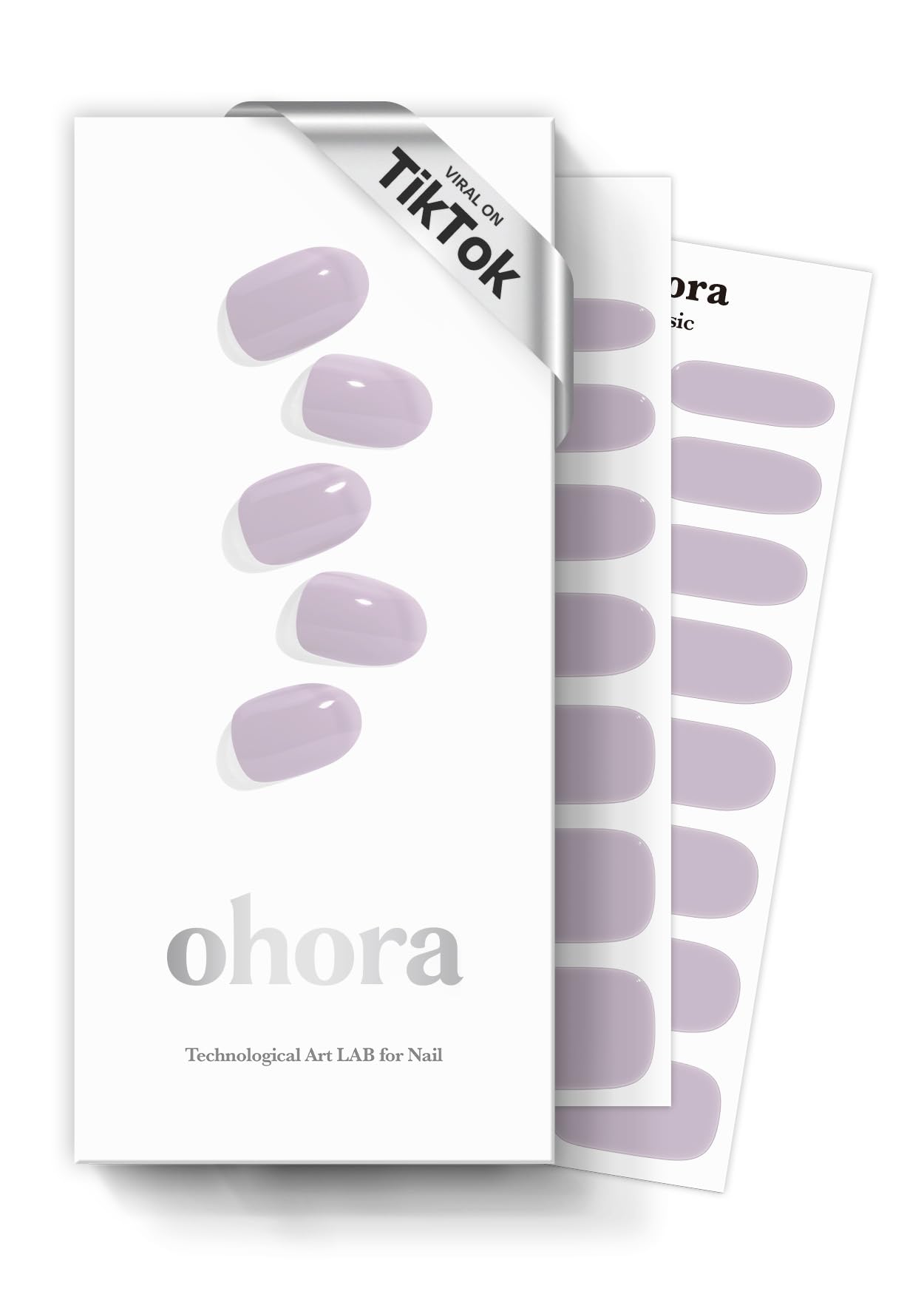 ohora Semi Cured Gel Nail Strips (N Cream Lavender) - Works with Any UV Lamps, Salon-Quality, Long Lasting, Easy to Apply & Remove - Includes 2 Prep Pads, Nail File & Wooden Stick — image 1