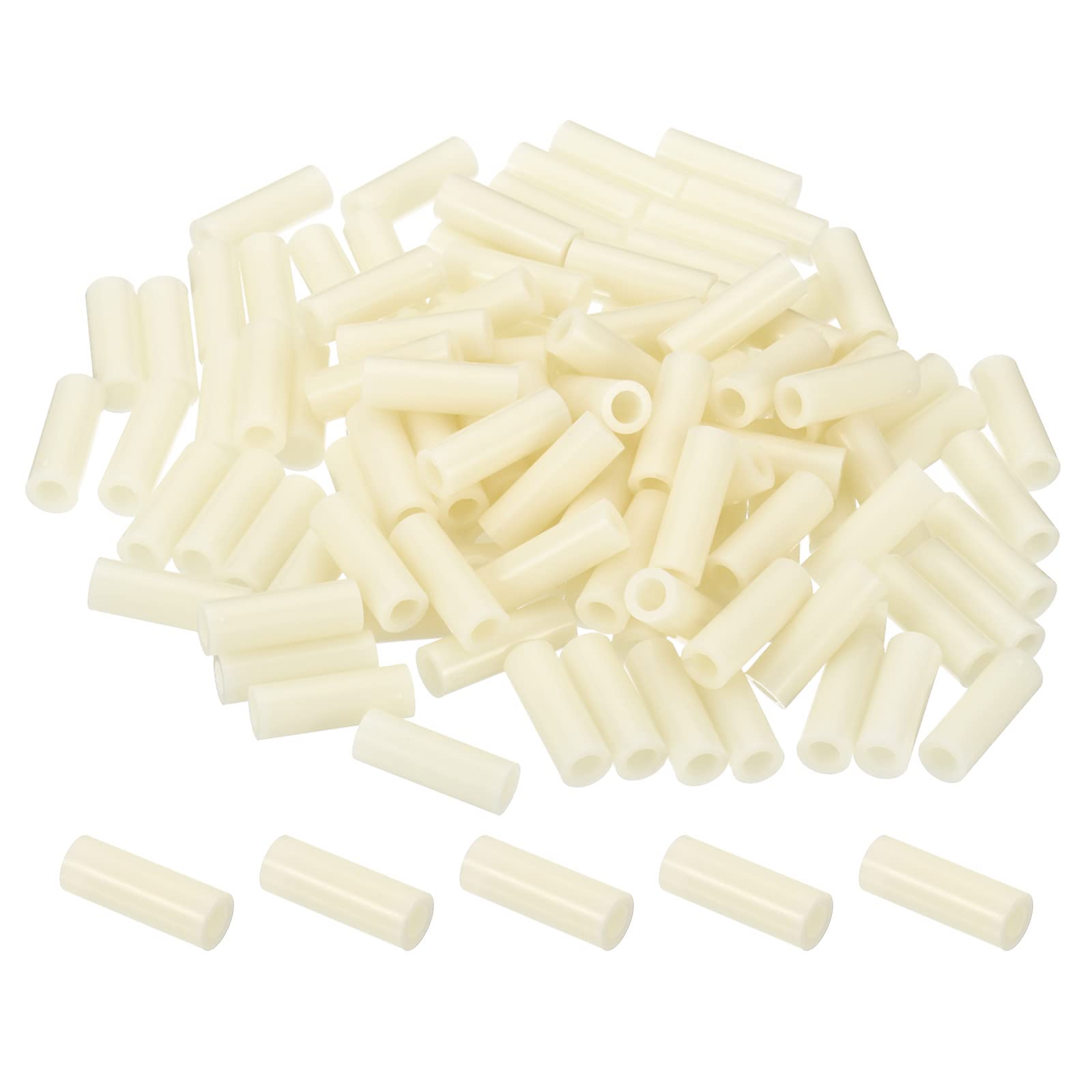PATIKIL 4.2mm ID x 7mm OD x 20mm L Round Spacers Washers, 100 Pack ABS Plastic Standoff Gaskets for M4 Hardware Screws Bolts for 3D Printer Electrical Outlet, Beige