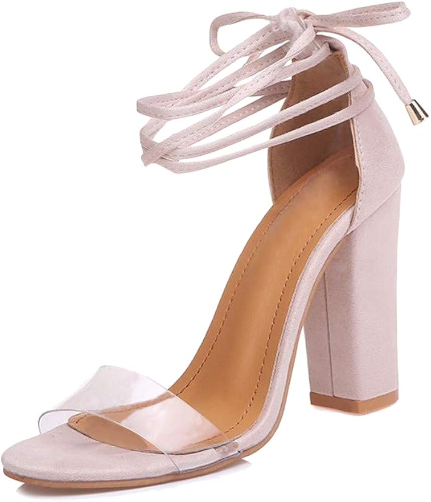 ankle strap chunky heel clear sandals
