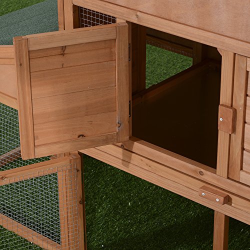 PawHut Large Wood Rabbit Hutch Outdoor Materials Safer for Pets & ClimateFriendly, Big Rabbit
