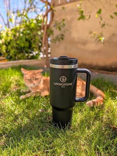 Livingstone1855 Vaso térmico 1.2L, Mantiene 24h Frío / 12h Calor, Termo Acero Inoxidable 304 con Asa y Pajita, Antifugas, Taza térmica grande Reutilizable, Sin BPA, Ideal Gimnasio, Oficina y Viaje