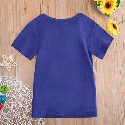 Tronet Toddler Kids Baby Boys Girls Clothes Short Sleeve Cartoon Easter Tops T-Shirt Blouse Blue
