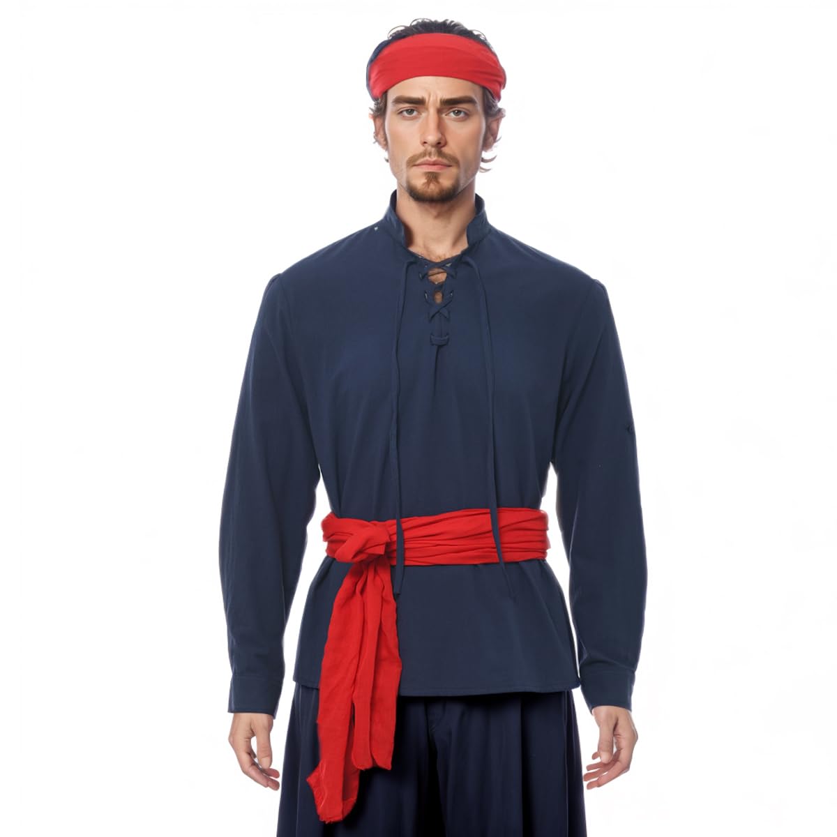 Men Pirate Viking Shirt Medieval Celtic Costume Renaissance Steampunk Gothic Long Sleeve Lace up Shirt Halloween Hobbit Costume Shirt Top