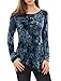 Allegra K Women's Tie Dye Irregular Hem Shirt Round Neck Long Sleeves Casual Top Medium Blue