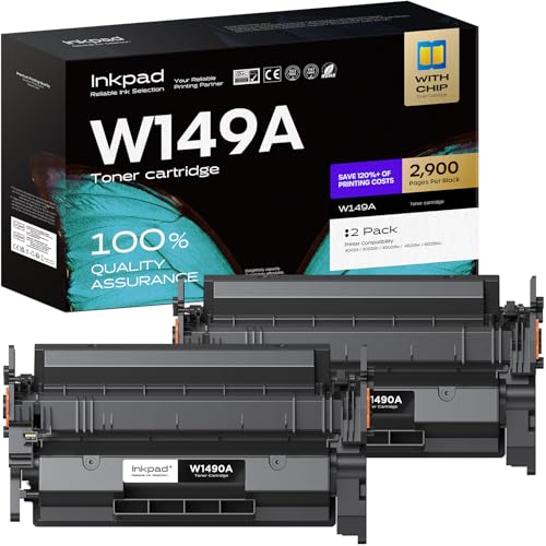 iNKPAD 149A W1490A Toner Cartridge (with Chip) Replacement for HP 149X 149A W1490A W1490X Toner Compatible for LaserJet Pro MFP 4102DW 4102FDN 4102FDW 4002DW 4002DN 4002D Printer (2 Black)