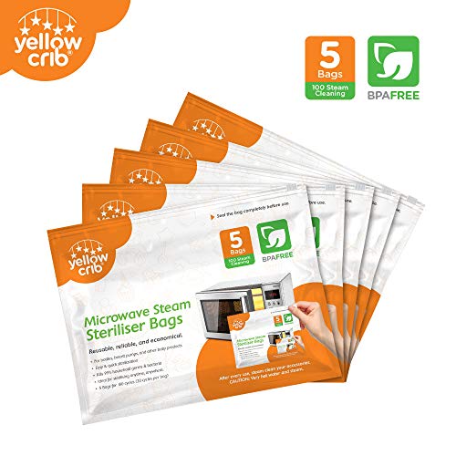 image for Yellow Crib Microwave Steam Sterilizer Bag (5 Pcs) - 100% Safe & Easy 