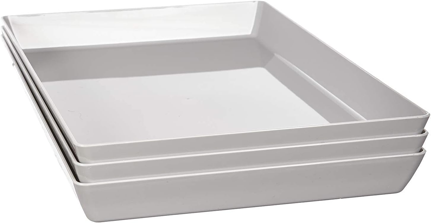 Avant 15" x 10" Plastic Serving Tray | Set of 3 Light Grey: Kitchen & Dining