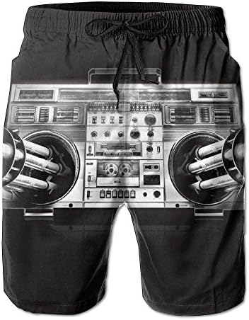 RYUO Hih Hop Old School Radio Music Swimsuit Trunks Short Beachwear Patterned Classical Hunting