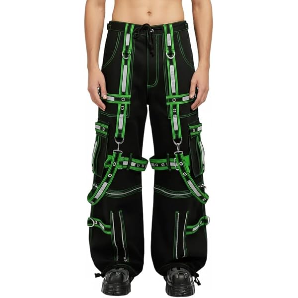 Darkrock Bondage Gothic Mens Cyber Rave Techno Black & Blue Chain