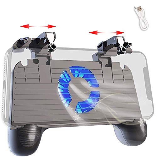 Mobile Controller with Power Bank Cooling Fan for PUβG, YONWIN L1R1 Game Trigger Joystick Gamepad Grip Remote for 4-6.5