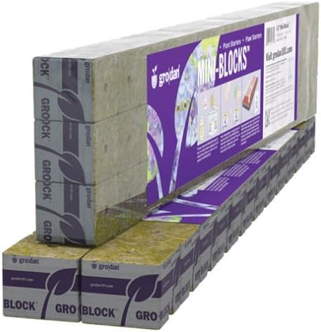 Grodan 1.5" x 1.5" x 1.5" Mini Blocks Strip Rockwool Cube, 45 Ct