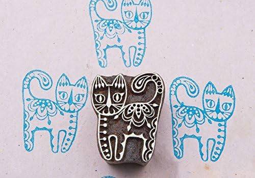 Blockwallah Happy Cat Wooden Block Stamp