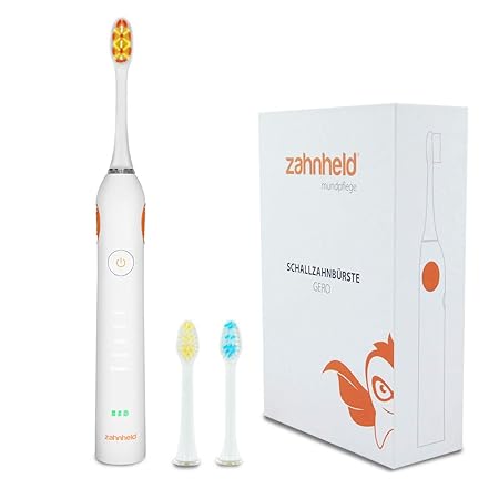 ZAHNHELD Wasserdichte Elektrische Schallzahnbürste GERO (+3 Wechselköpfe) - Timer 2 Minuten & 5 Verschiedene Putzmodi (Z.B. W