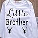 Newborn Baby Boys Long Sleeve Deer Little Brother Romper Bodysuit Long Pants Hat Outfit Clothes Set (80(6-9M), White+Grey)