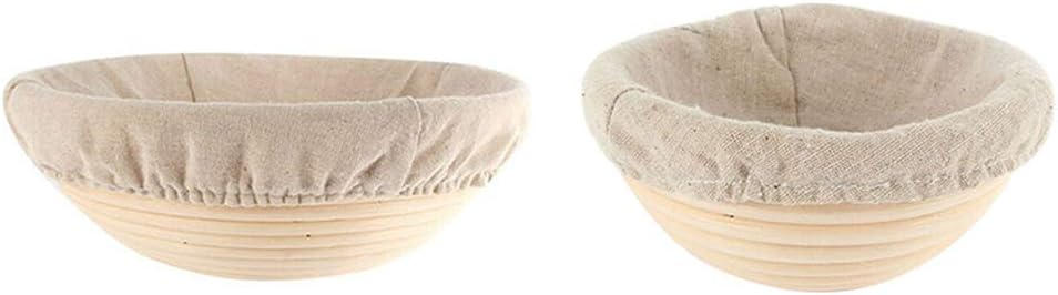 Emivery2 Set of Round Bread Banneton Proofing Basket Sourdough Bread Bakery Basket with Linen Liner Cloth,9 Inch