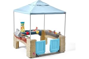 Step2 All Around Playtime Patio with Canopy Playset – Shaded Outdoor Playhouse for Kids with Realistic, Interactive Features, Room for Multiple Toddlers to Play – Dimensions: 60" H x 47.5" W x 47.5" D