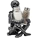 Scary Skeleton Glass Salt and Pepper Shaker Set with Decorative Spice Rack Display Stand Holder Figurine for Spooky Halloween Party Decorations and Skulls & Skeletons Kitchen Décor As Gothic Gifts