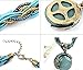 Challyhope Fashion Retro Bohemian Turquoise Stone Pendant Collar Statement Chunky Necklaces Rhinestone Gem Jewelry for Women Beach Hawaii (Blue)