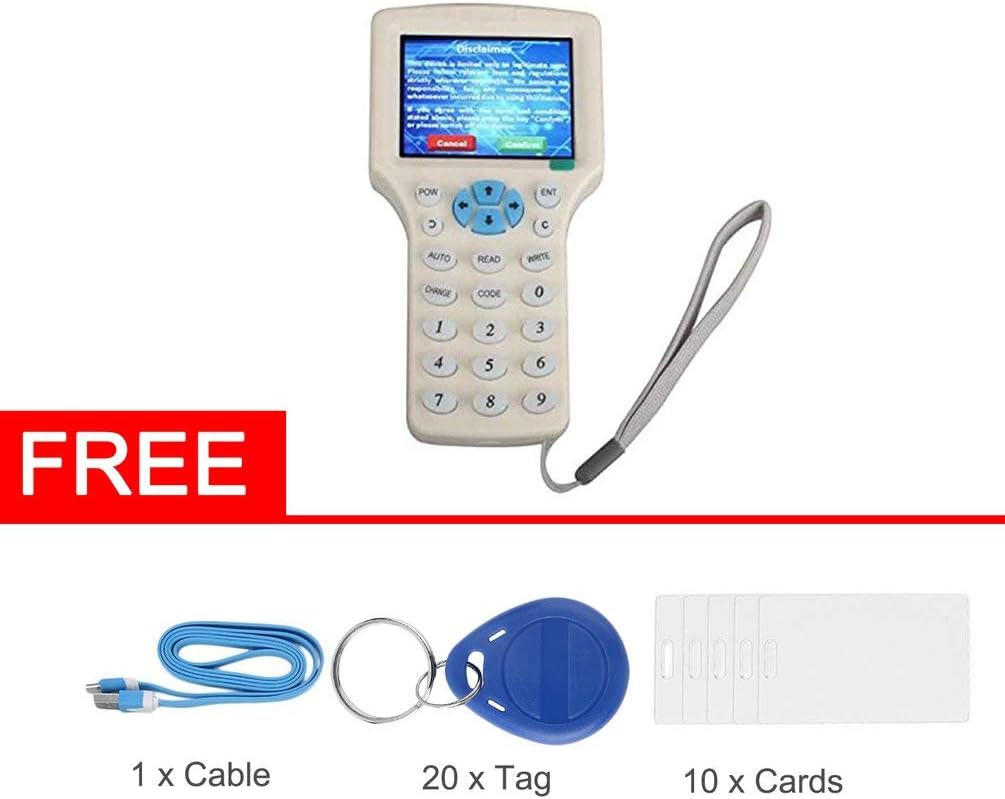 Super Full-Featured RFID Copier ID/IC Card Reader/Writer+10 Cards+20 Tags (White)