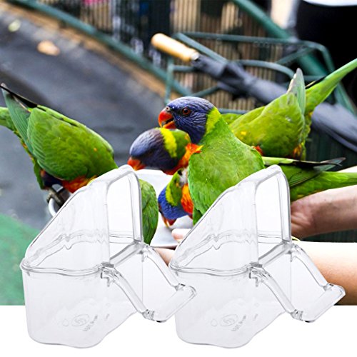 Oranmay 2Pcs/Set Acrylic Bird Feeder Cage Hanging Dish Feeder Dispenser Drinker Supplies