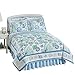 Collections Etc Reversible Beach Bliss Ocean Inspired Coastal Scene with Shells, Coral Reef & Starfish Bedding Quilt, Reverse Side with White, Blue and Green Stripes, Blue and White, King