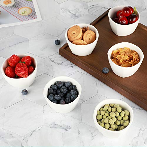 LEETOYI Ceramic Ramekins Souffle Dishes,Porcelain Ramekins - 8oz for Ramekin Set of 6,White - Thumbnail 3