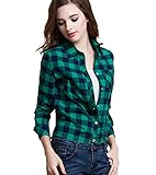 Tanming Women's Long Sleeve Fashion Plaid Shirts