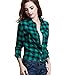 Tanming Women's Long Sleeve Fashion Plaid Shirts