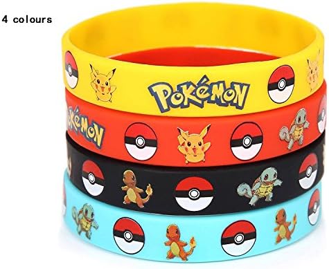 GK2 Pokemon Rubber Bracelet Wristband - Birthday Party Favors Supplies 4 PCS (Super multi-style in the store)