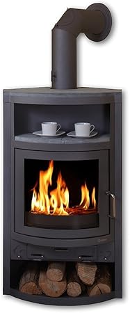 Eurotherm Ka600425 Almandin Kaminofen Eleganter Holzofen Mit Grosser Panoramatur Warmeleistung 9 Kw Ofen Mit Zusatzlicher Abglage Fur Kaminholz Und Warmhaltefach Mit Speckstein Grosse Feuerraumoffnung Mit Sichtglasscheibe Farbe Grau Amazon De Garten
