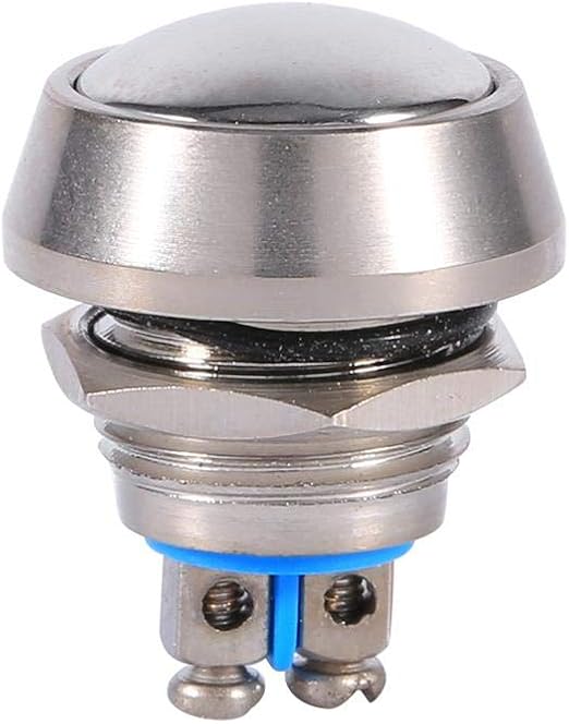 12mm Momentary Push Button Switch 2A 250V Waterproof Metal Latching