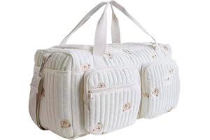 Quilted Diaper Bag Large Capacity Cute Travel Bag for Hospital and Weekender Travel