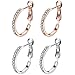 2 Pairs Set CZ Rhinestone Small Hoop Earrings 14K Rose Gold & Platinum Plated For Women Sensive Ear Fashion Dainty Crystal Huggie Hoops Stud Hypoallergenic Diamond Jewelry Gifts for Birthday Daughter Best Friend
