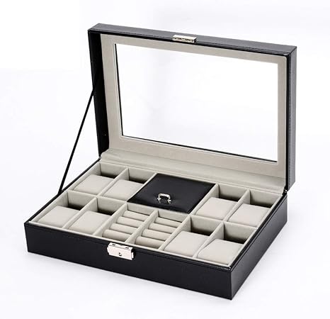 Cajas de joyería DJSSH La tapa del reloj for hombre caja con cristal y la caja