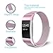 Tecson Magnetic Bands Compatible Fitbit Charge 2 (Pack of 2), Stainless Steel Metal Milanese Replacement Strap with Magnet Lock for Fitbit Charge 2, Rose Pink and Black