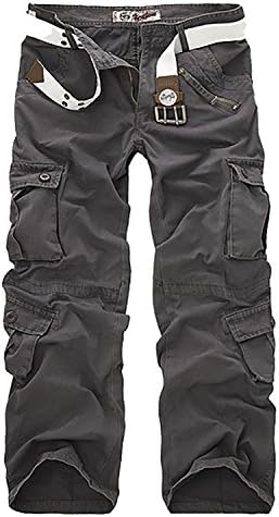Yin chen Mens Casual Active Military Work Cargo Pants- Grey-32