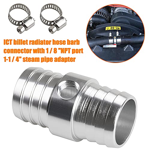 MWMNUN 1/8" NPT Port 11/16" Steam Tube Adapter Top Billet Radiator