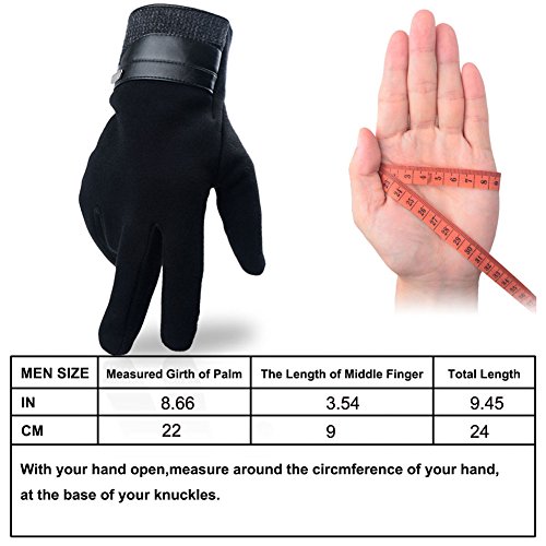 Qshell Mens Fashion Winter Cold Weather Gloves Touch Screen Gloves Texting Gloves Mittens Thick Warm Soft Mitten For Men - Black