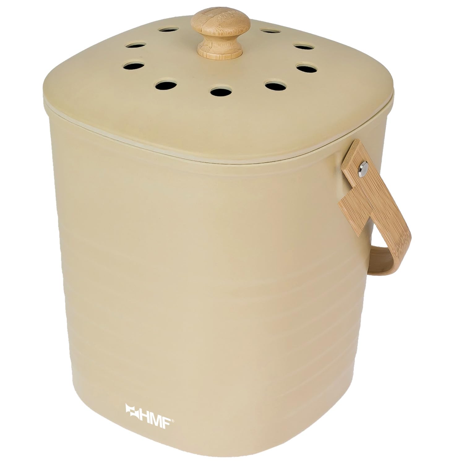 HMF Sustainable Organic Kitchen Waste Bin, 3L, Beige (Bamboo Fiber, Corn Starch)