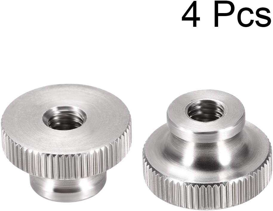 sourcing map Knurled Thumb Nuts, 4Pcs M6x1mm 304 Stainless Steel Round Knobs Fasteners for 3D Printer Parts, Silver Tone - Image 3