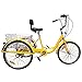 Areyourshop 24 Inch Adult Bicycle 6-Speed 3 Wheel Cruise Bike Tricycle Trike with Basket, Yellowthumb 4