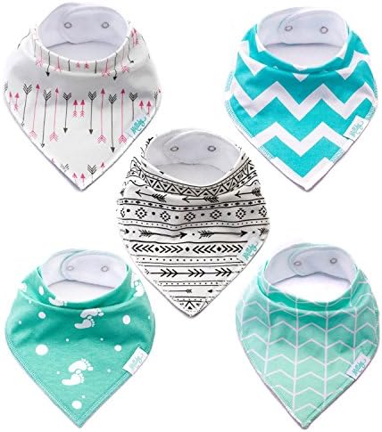 Baby Bandana Drool Bibs | Soft and Super Absorbent | Unisex 5 Pack Gift Set for Drooling and Teething | 100% Cotton Hypoallergenic- for Toddler Boys and Girls by Milleby