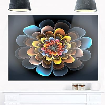 Designart Mt8766 28 12 Floral Digital Art Metal Wall Art 28x12 Yellow Blue 28x12 Buy Online At Best Price In Uae Amazon Ae