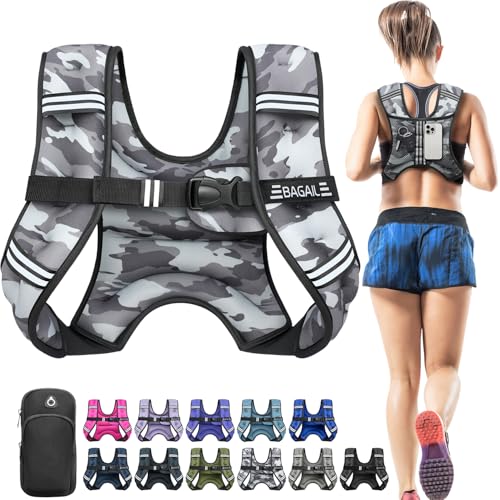 BAGAIL Gewichtsweste für Krafttraining, Brustgröße Verstellbar, Praktische Tasche, mit Eisensand Gefüllte, Ideal für Fitnessstudio-Workouts, Yoga-Trai