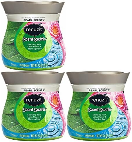 Renuzit Pearl Scents Air Freshener, Sparkling Rain, Lotus Flower & Morning Dew, 9 Ounces, Count of 3 (Packaging May Vary)