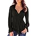 SUNNOW Women's V-Neck Long Sleeve Casual Loose T-shirt Blouse Top