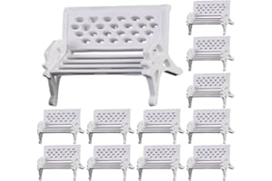 OPERITACX 20Pcs Miniature Park Bench Models, White Abs Mini Benches for Dollhouse, DIY Micro Landscape, Fairy Garden Decoration, 1.06 X 0.59 X 0.39 Inches