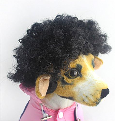 LXLP Dog Costumes Pet Curly Wig for Cats Dogs Washable Dog Hair with Adjustable Elastic Bungee Fancy Dress for Festival Party Activity (Black)